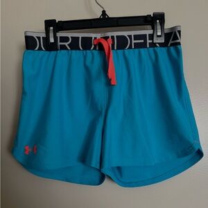 Under Armour blue and orange sportswear shorts